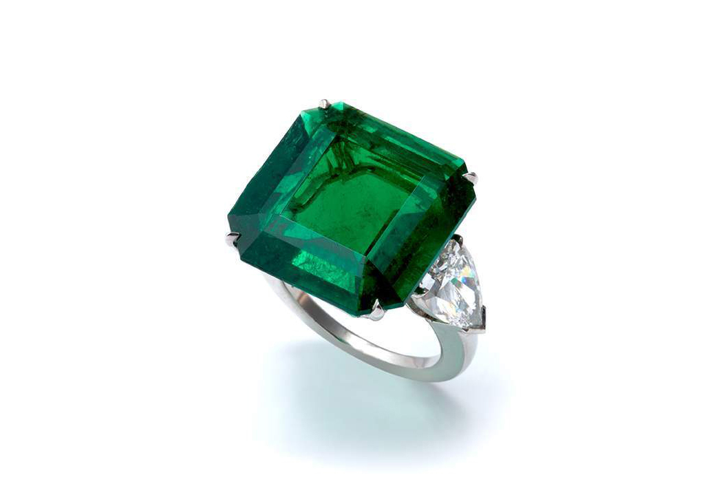 Кольцо Bayco из платины с колумбийским изумрудом 18.71ct и бриллиантами