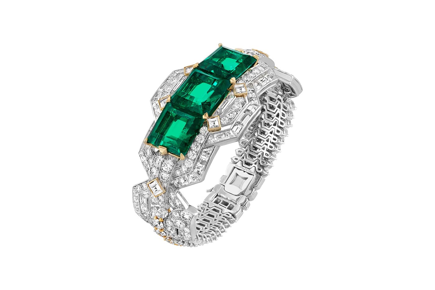 Браслет Van Cleef & Arpels 'Lovers Path' из коллекции Romeo and Juliet из белого золота с колумбийскими изумрудами 14.17ct, 13.71ct, 11.90ct и бриллиантами