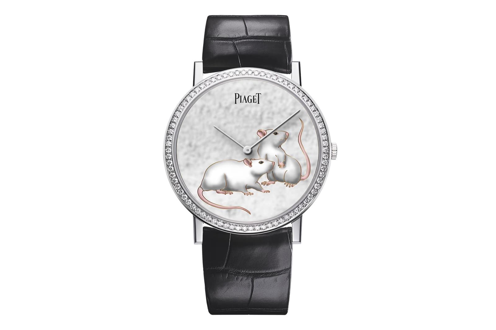 Часы Piaget Altiplano из белого золота с эмалью и 78 бриллиантами общим весом 0.70ct