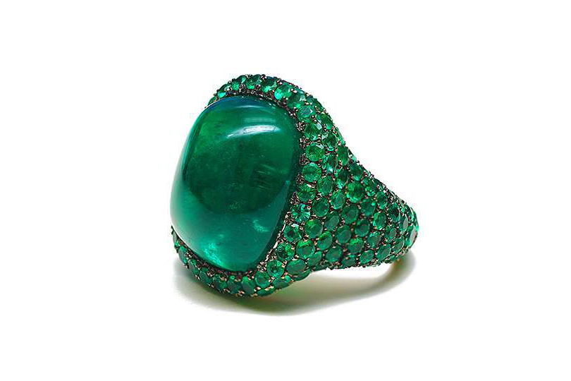 Кольцо Bayco из черненого желтого золота с колумбийским изумрудом 19.32ct